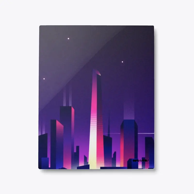 Cybercity [Metal Print+Wood Frame]